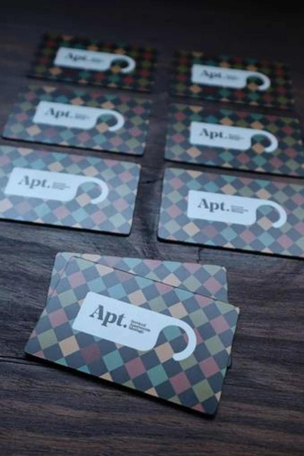 Tarjetas NFC impresas a todo color con diseño de rombos